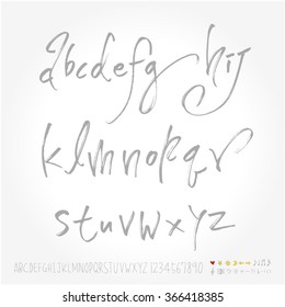 Alphabet & number / Hand drawn calligraphy - vector