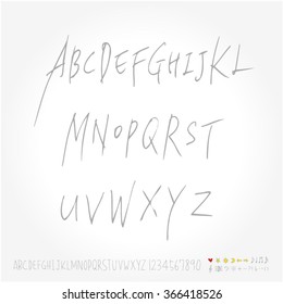 Alphabet & number / Hand drawn calligraphy - vector