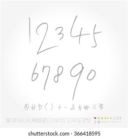 Alphabet & number / Hand drawn calligraphy - vector