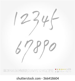Alphabet & number / Hand drawn calligraphy - vector