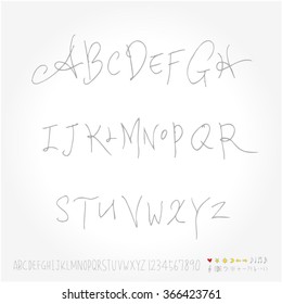 Alphabet & number / Hand drawn calligraphy - vector