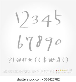 Alphabet & number / Hand drawn calligraphy - vector