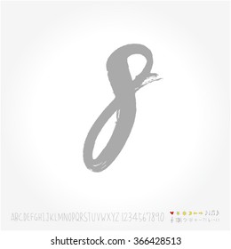 Alphabet & number / Hand drawn calligraphy - vector