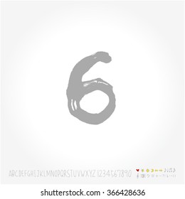 Alphabet & number / Hand drawn calligraphy - vector