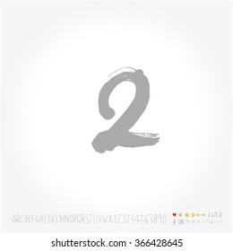 Alphabet & number / Hand drawn calligraphy - vector