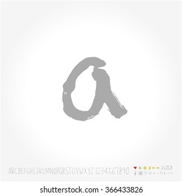 Alphabet & number / Hand drawn calligraphy - vector