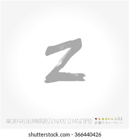 Alphabet & number / Hand drawn calligraphy - vector