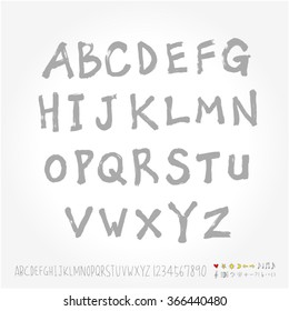 Alphabet & number / Hand drawn calligraphy - vector