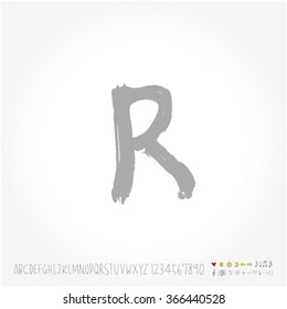 Alphabet & number / Hand drawn calligraphy - vector