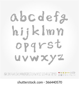 Alphabet & number / Hand drawn calligraphy - vector