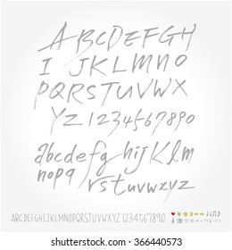 Alphabet & number / Hand drawn calligraphy - vector