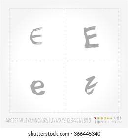 Alphabet & number / Hand drawn calligraphy - vector