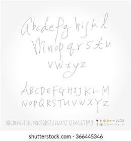 Alphabet & number / Hand drawn calligraphy - vector