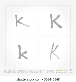 Alphabet & number / Hand drawn calligraphy - vector