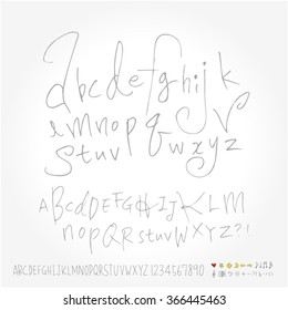 Alphabet & number / Hand drawn calligraphy - vector