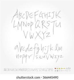 Alphabet & number / Hand drawn calligraphy - vector