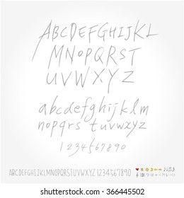 Alphabet & number / Hand drawn calligraphy - vector