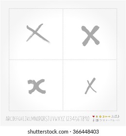Alphabet & number / Hand drawn calligraphy - vector