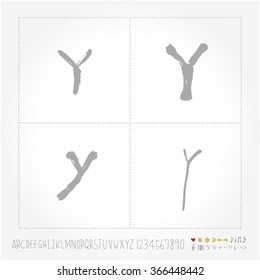 Alphabet & number / Hand drawn calligraphy - vector