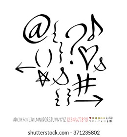 Alphabet & number / Hand drawn calligraphy - vector