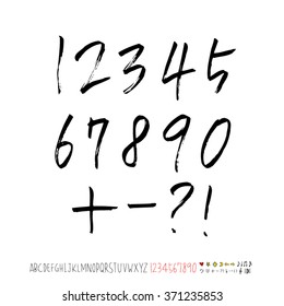 Alphabet & number / Hand drawn calligraphy - vector