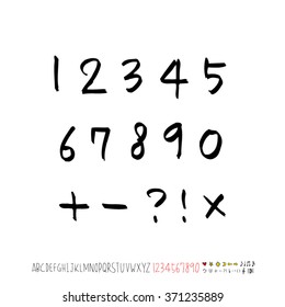 Alphabet & number / Hand drawn calligraphy - vector