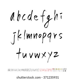 Alphabet & number / Hand drawn calligraphy - vector
