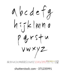 Alphabet & number / Hand drawn calligraphy - vector