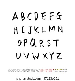Alphabet & number / Hand drawn calligraphy - vector