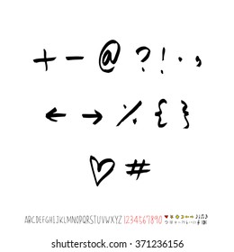 Alphabet & number / Hand drawn calligraphy - vector