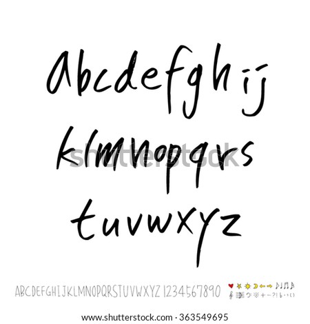 Alphabet & number / Hand drawn calligraphy - vector