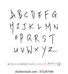 Alphabet & number / handwriting - vector