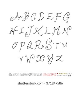 Alphabet & number / handwriting - vector