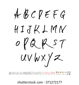 Alphabet & number / handwriting - vector