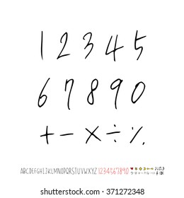 Alphabet & number / handwriting - vector