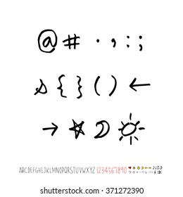 Alphabet & number / handwriting - vector