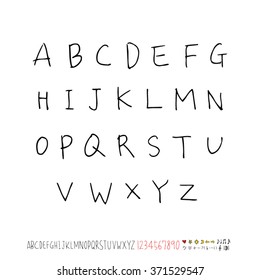 Alphabet & number / handwriting - vector