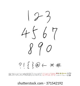 Alphabet & number / handwriting - vector