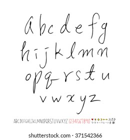 Alphabet & number / handwriting - vector