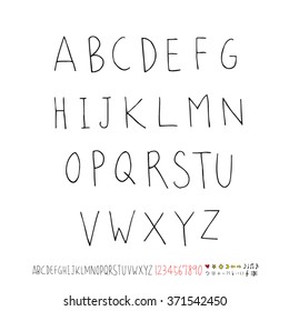 Alphabet & number / handwriting - vector