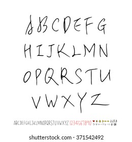 Alphabet & number / handwriting - vector