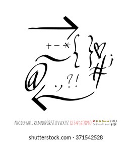 Alphabet & number / handwriting - vector