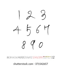 Alphabet & number / handwriting - vector