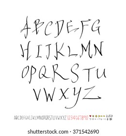 Alphabet & number / handwriting - vector