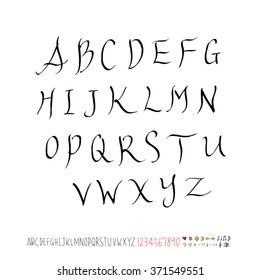 Alphabet & number / handwriting - vector