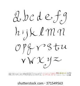 Alphabet & number / handwriting - vector