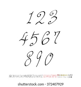Alphabet & number / handwriting - vector