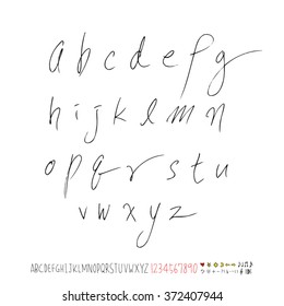 Alphabet & number / handwriting - vector