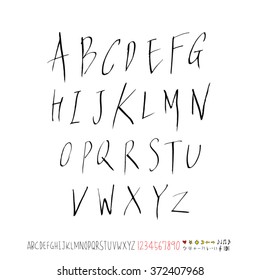 Alphabet & number / handwriting - vector