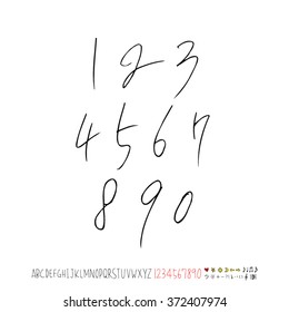 Alphabet & number / handwriting - vector
